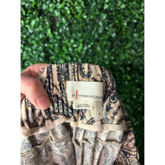 By Anthropologie Harem Pants SZ Small Beige Teal Paisley Boho Button Zip Festiva - Picture 5 of 6